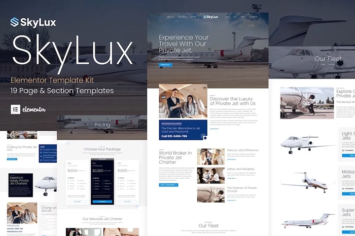 Skylux - Private Jet & Airplane Charter Company Elementor Template Kit 1.0.0