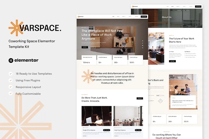 Varspace - Coworking Space Elementor Template Kit 1.0.0