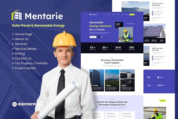 Mentarie – Solar Panel & Sustainable Energy Elementor Template Kit 1.0.0