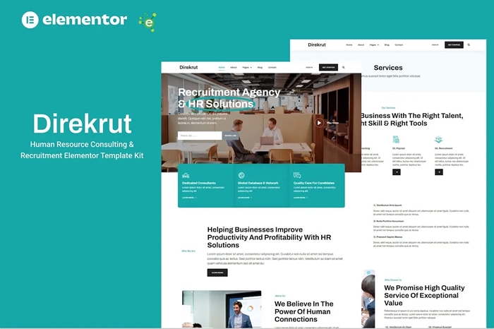 Direkrut – Human Resource Consulting and Recruitment Elementor Template Kit 1.0.0