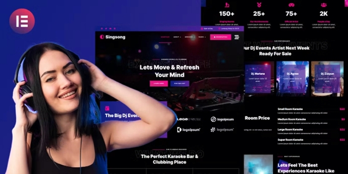 Singsong - Karaoke Rooms & Dj Clubbing Elementor Template Kit 1.0.0
