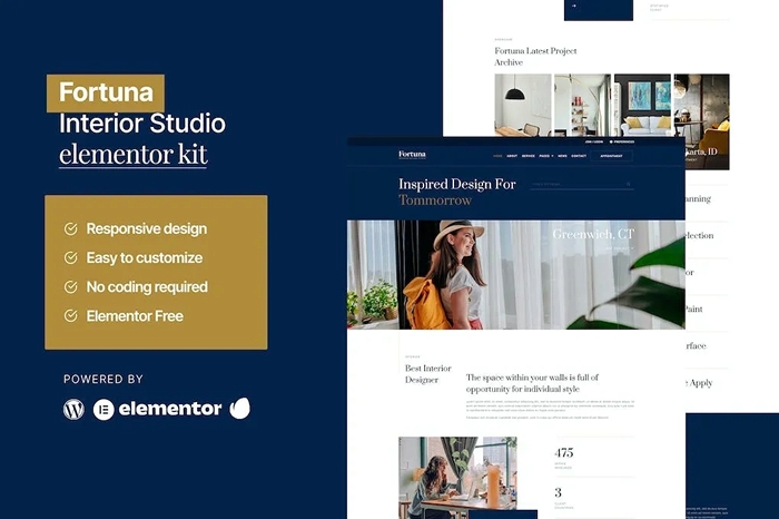Fortuna – Interior Design Service Elementor Template Kit 1.0.0