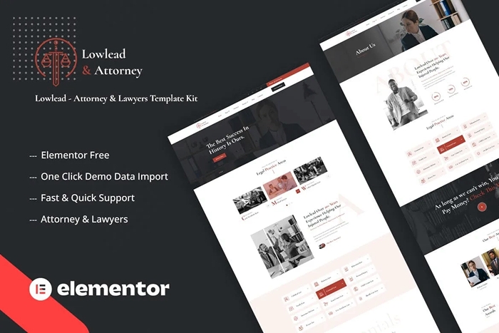 Lowlead – Attorney & Lawyers Elementor Template Kit 1.0.0