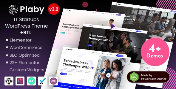 Plaby - IT Startup & Digital Services Agency Elementor WordPress Theme 2.3