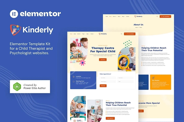 Kinderly – Child Therapist & Psychologist Elementor Template Kit 1.0.0