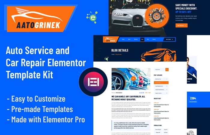 Aatogrinek β Auto Service & Car Repair Elementor Template Kit 1.0.0