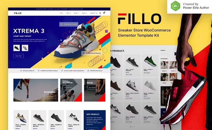 Fillo – Shoes & Sneakers Store WooCommerce Elementor Template Kit 1.0.0