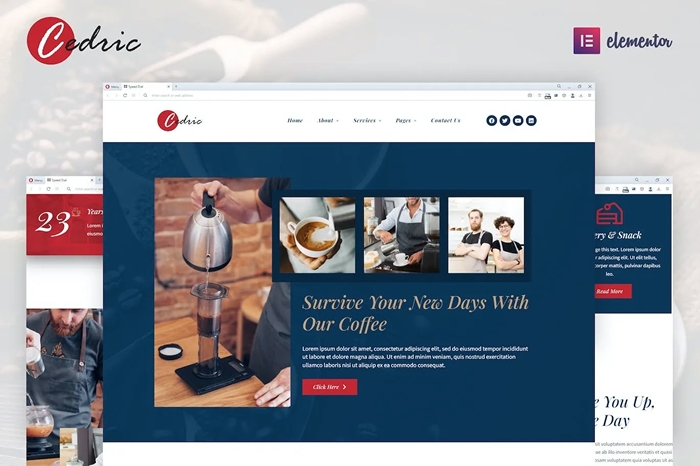 Cedric – Coffee & Beverages Elementor Template Kit 1.0.0