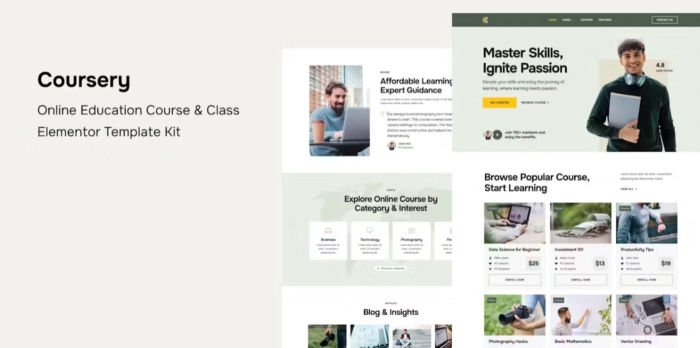 Coursery - Online Education Course & Class Elementor Template Kit 1.0.0
