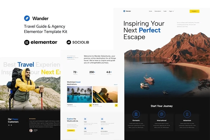 Wander – Travel Guide & Agency Elementor Template Kit 1.0.0