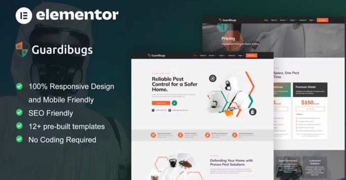 Guardibugs – Pest Control Service Elementor Pro Template Kit 1.0.0