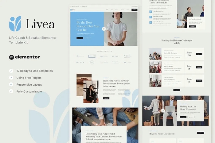 Livea - Life Coach & Speaker Elementor Template Kit 1.0.0