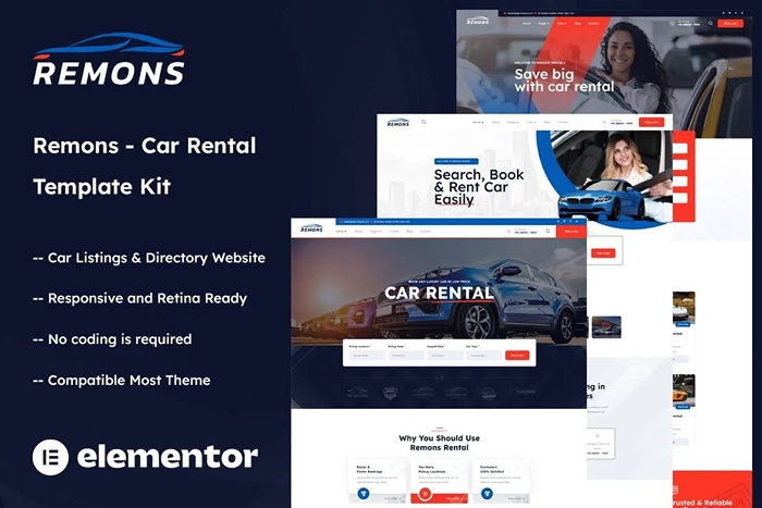 Remons – Car Rental Elementor Template Kit 1.0.0