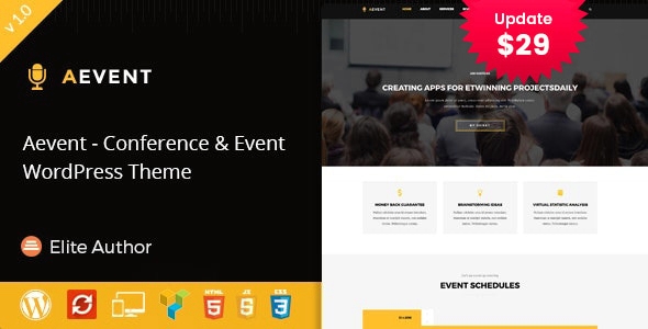 Aevent – Conference & Event WordPress Theme 2.9
